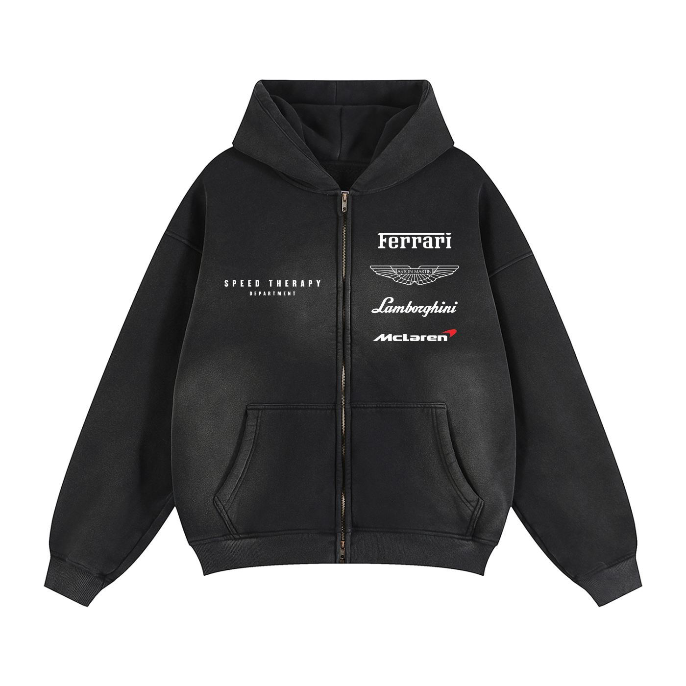 Speed therapy department Exotic Brands Sunfade Two-way Zipper Boxy Fleece Hoodie