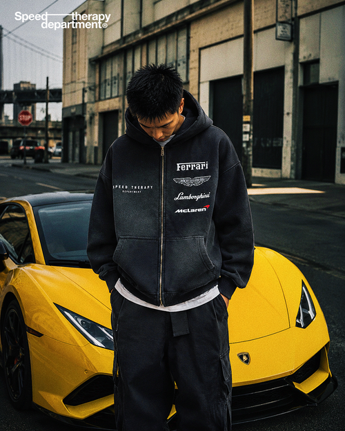 Speed therapy department Exotic Brands Sunfade Two-way Zipper Boxy Fleece Hoodie